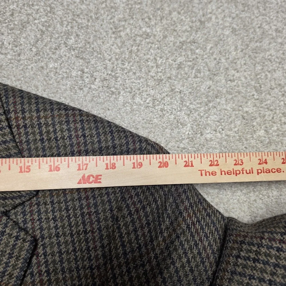 Paul Stuart Wool Tweed Sport Coat Blazer 46L Houndstooth Overcheck‎ USA Vintage